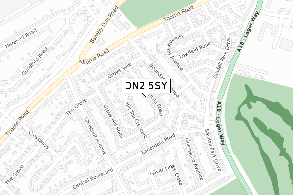 DN2 5SY map - large scale - OS Open Zoomstack (Ordnance Survey)