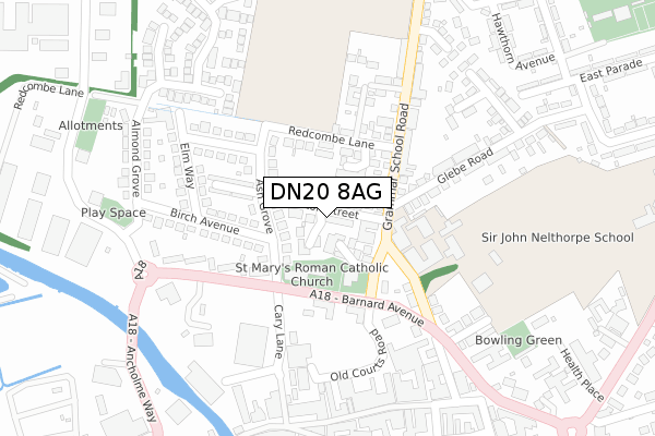 DN20 8AG map - large scale - OS Open Zoomstack (Ordnance Survey)