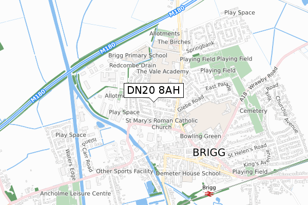 DN20 8AH map - small scale - OS Open Zoomstack (Ordnance Survey)