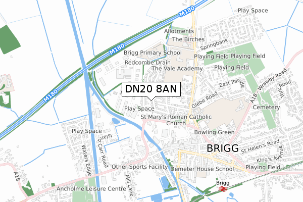 DN20 8AN map - small scale - OS Open Zoomstack (Ordnance Survey)