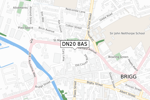 DN20 8AS map - large scale - OS Open Zoomstack (Ordnance Survey)