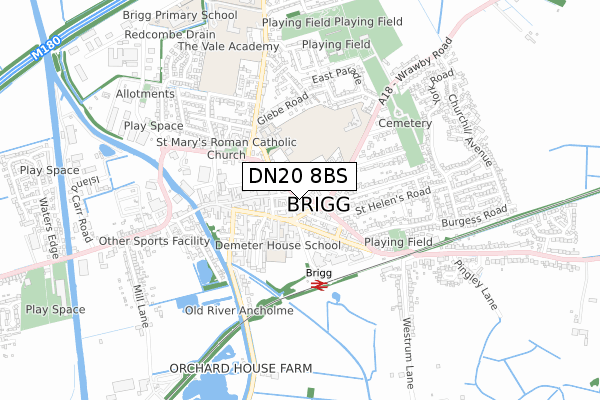 DN20 8BS map - small scale - OS Open Zoomstack (Ordnance Survey)