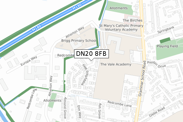 DN20 8FB map - large scale - OS Open Zoomstack (Ordnance Survey)