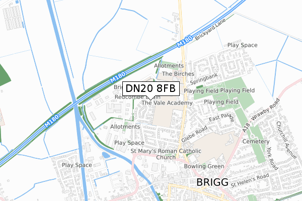 DN20 8FB map - small scale - OS Open Zoomstack (Ordnance Survey)