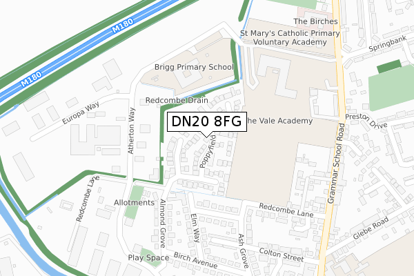 DN20 8FG map - large scale - OS Open Zoomstack (Ordnance Survey)