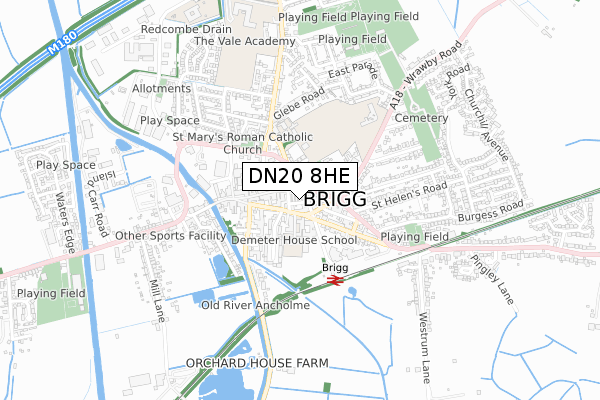 DN20 8HE map - small scale - OS Open Zoomstack (Ordnance Survey)