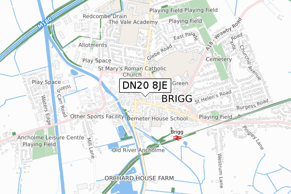 DN20 8JE map - small scale - OS Open Zoomstack (Ordnance Survey)