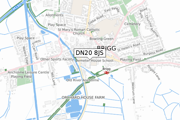 DN20 8JS map - small scale - OS Open Zoomstack (Ordnance Survey)