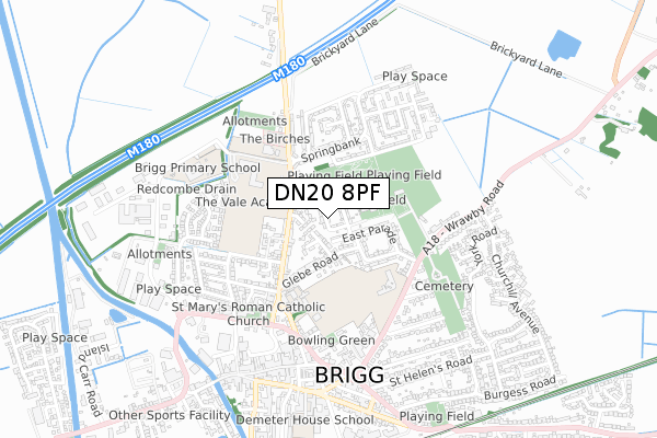 DN20 8PF map - small scale - OS Open Zoomstack (Ordnance Survey)