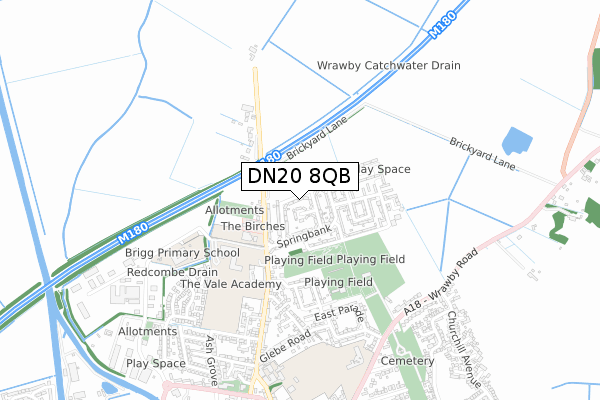 DN20 8QB map - small scale - OS Open Zoomstack (Ordnance Survey)