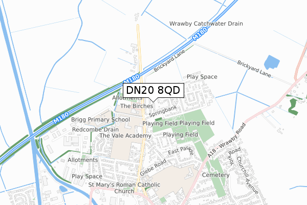 DN20 8QD map - small scale - OS Open Zoomstack (Ordnance Survey)