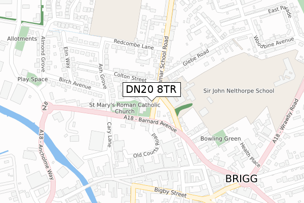 DN20 8TR map - large scale - OS Open Zoomstack (Ordnance Survey)