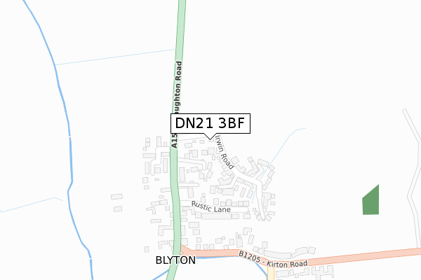 DN21 3BF map - large scale - OS Open Zoomstack (Ordnance Survey)