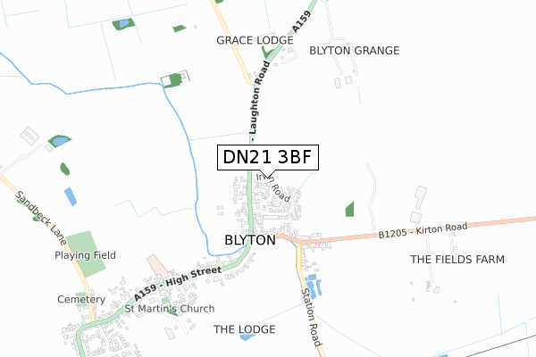 DN21 3BF map - small scale - OS Open Zoomstack (Ordnance Survey)