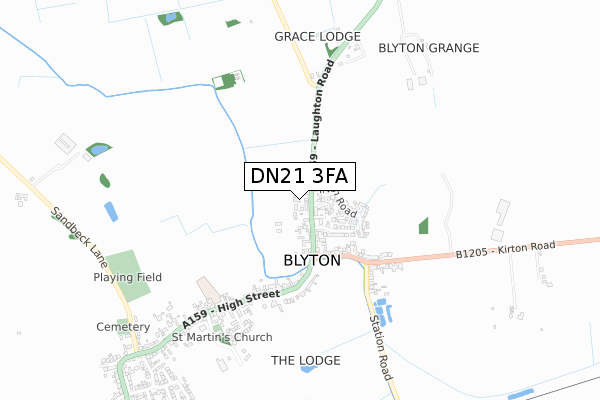 DN21 3FA map - small scale - OS Open Zoomstack (Ordnance Survey)
