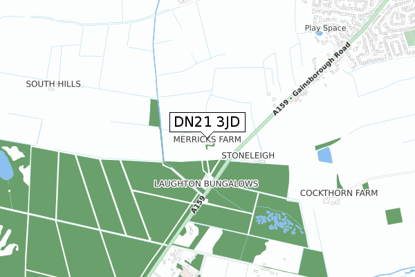 DN21 3JD map - small scale - OS Open Zoomstack (Ordnance Survey)