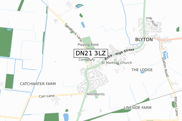 DN21 3LZ map - small scale - OS Open Zoomstack (Ordnance Survey)
