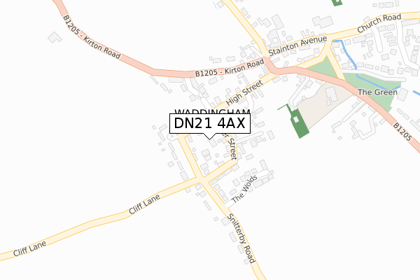 DN21 4AX map - large scale - OS Open Zoomstack (Ordnance Survey)