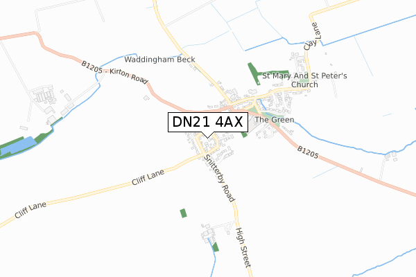DN21 4AX map - small scale - OS Open Zoomstack (Ordnance Survey)