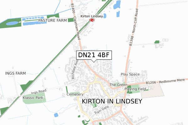 DN21 4BF map - small scale - OS Open Zoomstack (Ordnance Survey)