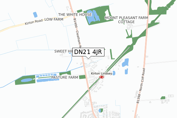 DN21 4JR map - small scale - OS Open Zoomstack (Ordnance Survey)