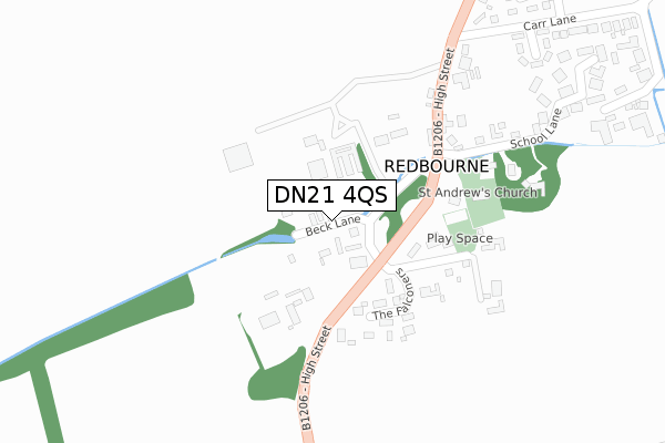 DN21 4QS map - large scale - OS Open Zoomstack (Ordnance Survey)