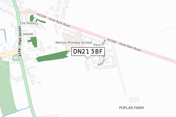 DN21 5BF map - large scale - OS Open Zoomstack (Ordnance Survey)