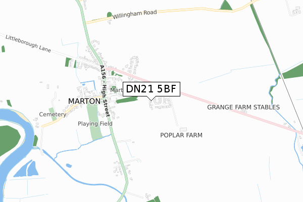 DN21 5BF map - small scale - OS Open Zoomstack (Ordnance Survey)