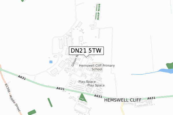 DN21 5TW map - small scale - OS Open Zoomstack (Ordnance Survey)