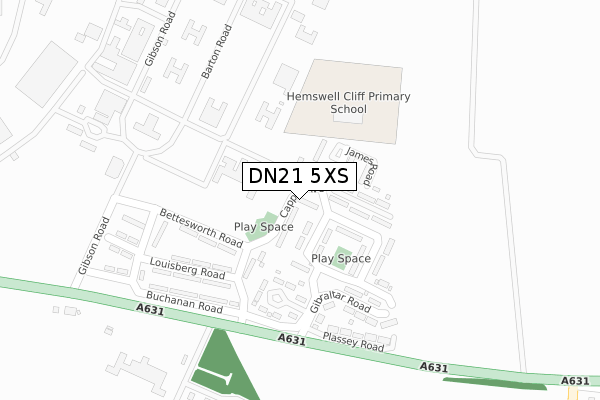 DN21 5XS map - large scale - OS Open Zoomstack (Ordnance Survey)