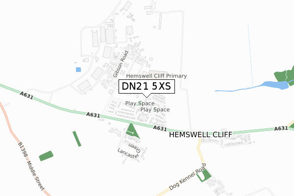 DN21 5XS map - small scale - OS Open Zoomstack (Ordnance Survey)