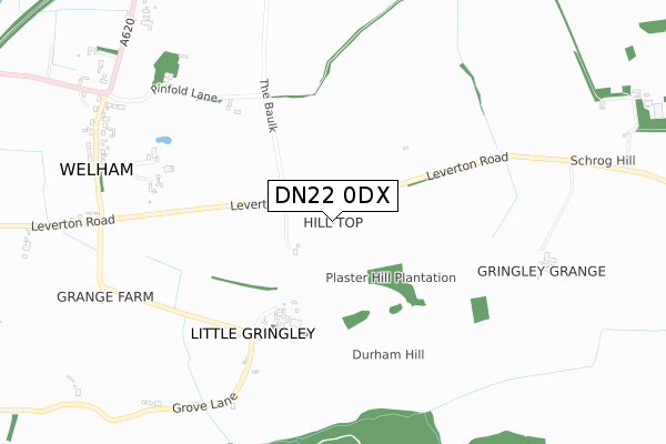 DN22 0DX map - small scale - OS Open Zoomstack (Ordnance Survey)