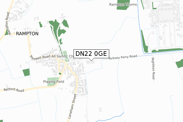 DN22 0GE map - small scale - OS Open Zoomstack (Ordnance Survey)