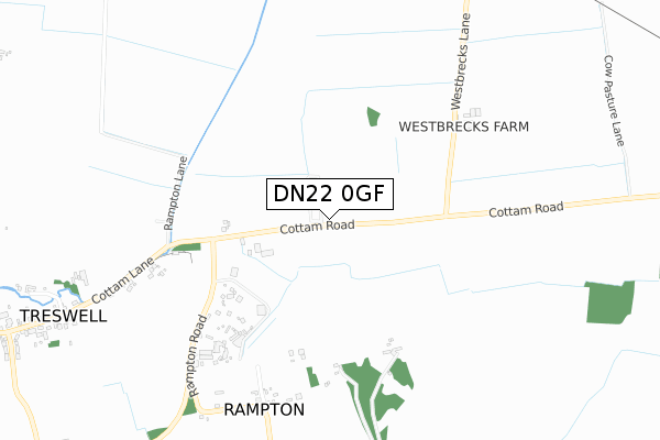 DN22 0GF map - small scale - OS Open Zoomstack (Ordnance Survey)