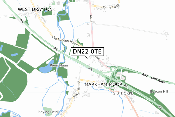 DN22 0TE map - small scale - OS Open Zoomstack (Ordnance Survey)