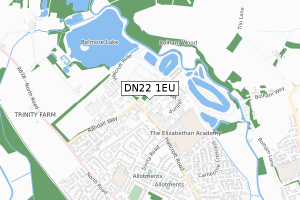 DN22 1EU map - small scale - OS Open Zoomstack (Ordnance Survey)