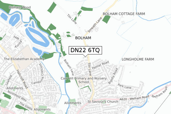 DN22 6TQ map - small scale - OS Open Zoomstack (Ordnance Survey)