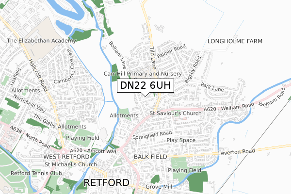 DN22 6UH map - small scale - OS Open Zoomstack (Ordnance Survey)