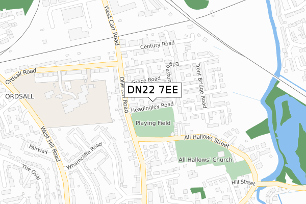 DN22 7EE map - large scale - OS Open Zoomstack (Ordnance Survey)