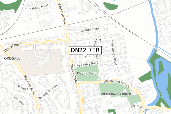 DN22 7ER map - large scale - OS Open Zoomstack (Ordnance Survey)