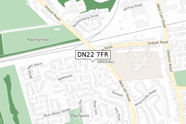 DN22 7FR map - large scale - OS Open Zoomstack (Ordnance Survey)