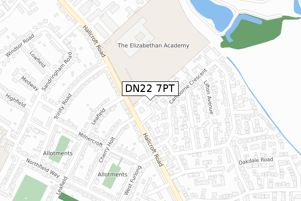 DN22 7PT map - large scale - OS Open Zoomstack (Ordnance Survey)