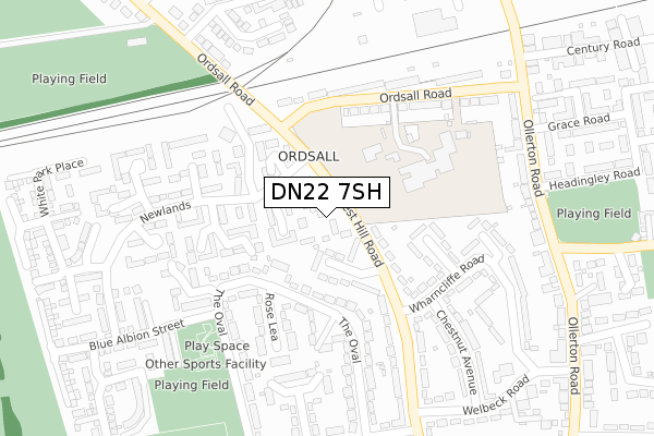 DN22 7SH map - large scale - OS Open Zoomstack (Ordnance Survey)