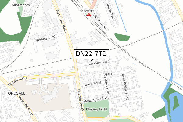 DN22 7TD map - large scale - OS Open Zoomstack (Ordnance Survey) DN22 7TD map - large scale - OS Open Zoomstack (Ordnance Survey)