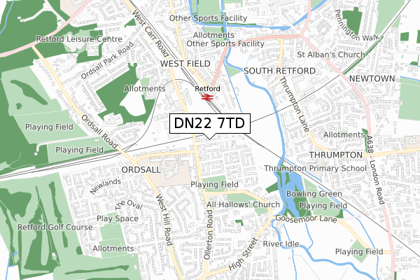 DN22 7TD map - small scale - OS Open Zoomstack (Ordnance Survey) DN22 7TD map - small scale - OS Open Zoomstack (Ordnance Survey)