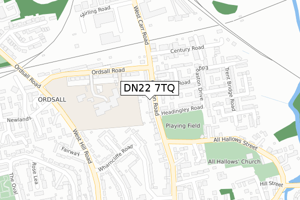 DN22 7TQ map - large scale - OS Open Zoomstack (Ordnance Survey)