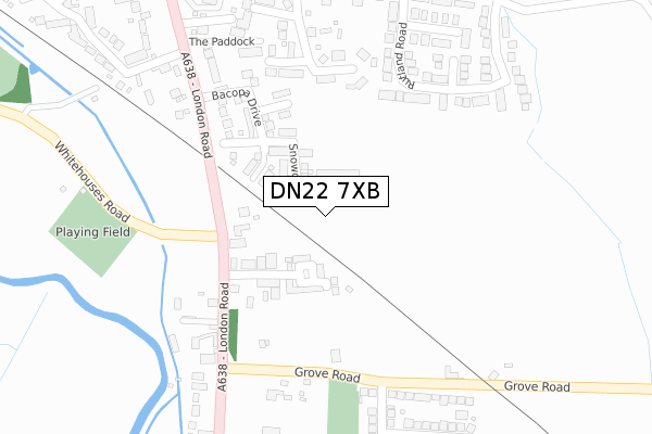 DN22 7XB map - large scale - OS Open Zoomstack (Ordnance Survey)