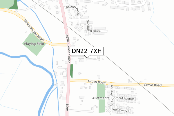 DN22 7XH map - large scale - OS Open Zoomstack (Ordnance Survey)