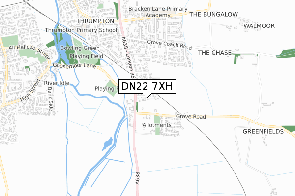 DN22 7XH map - small scale - OS Open Zoomstack (Ordnance Survey)