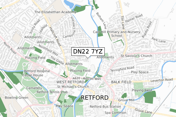 DN22 7YZ map - small scale - OS Open Zoomstack (Ordnance Survey) DN22 7YZ map - small scale - OS Open Zoomstack (Ordnance Survey)